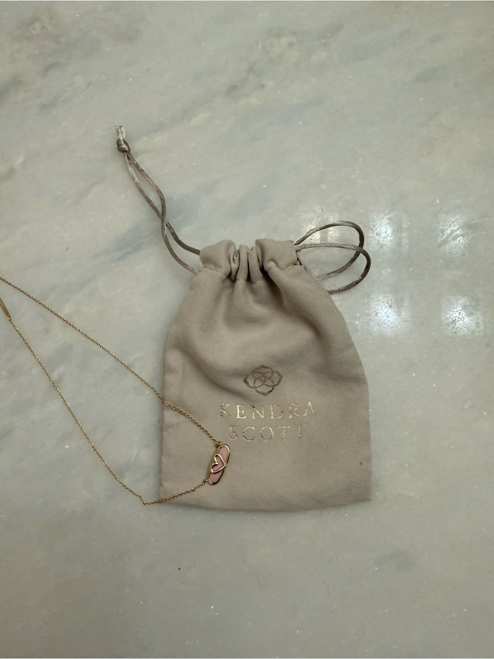 Kendra Scott Gold Necklace with Pink Enamel Accent